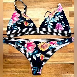 Rip Curl Black Floral Bikini Set